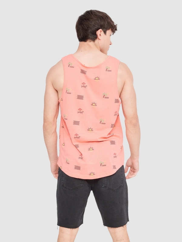 Tropical tank top pink middle back view
