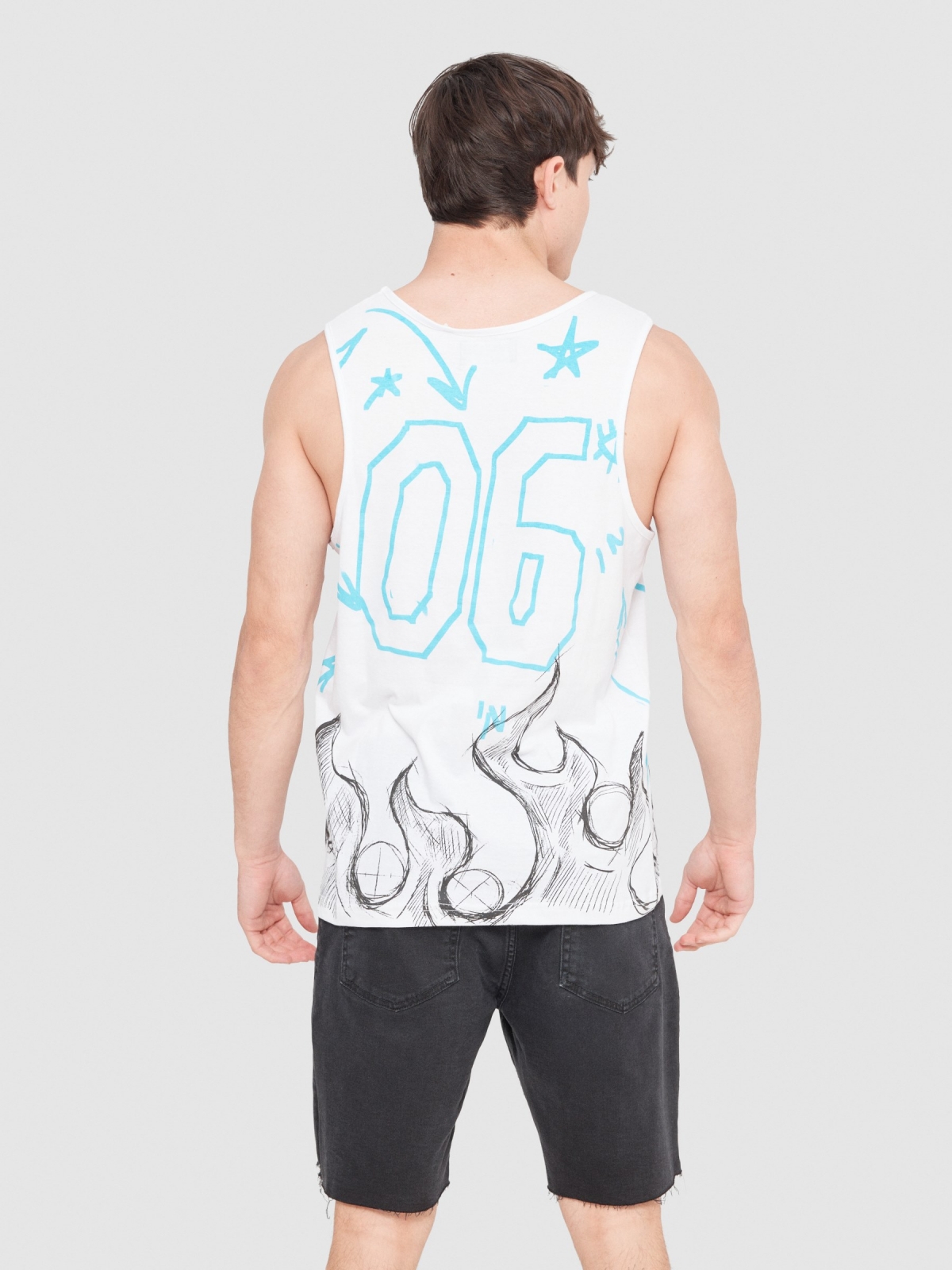 Fire tank top white middle back view