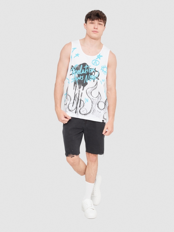 Fire tank top white front view
