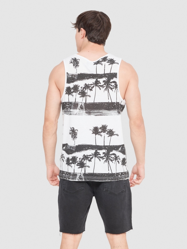 Palm trees tank top white middle back view