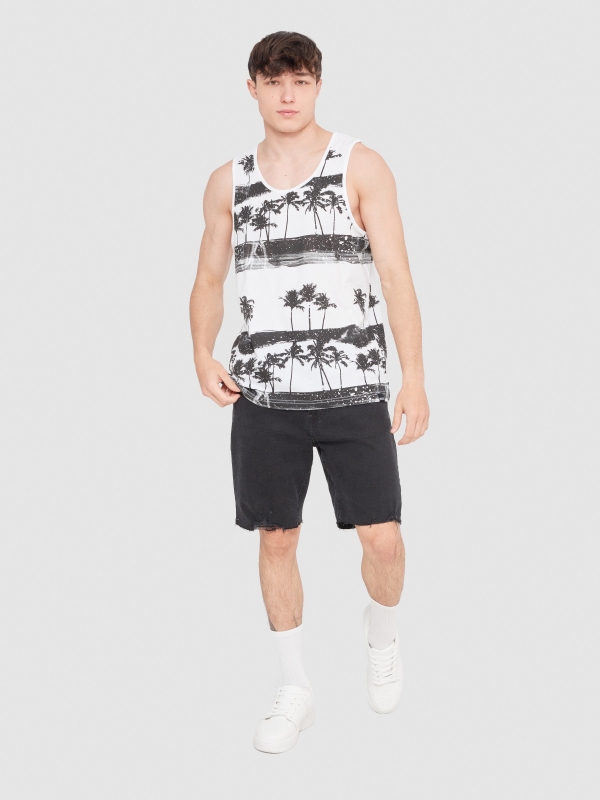 Palm trees tank top white front view