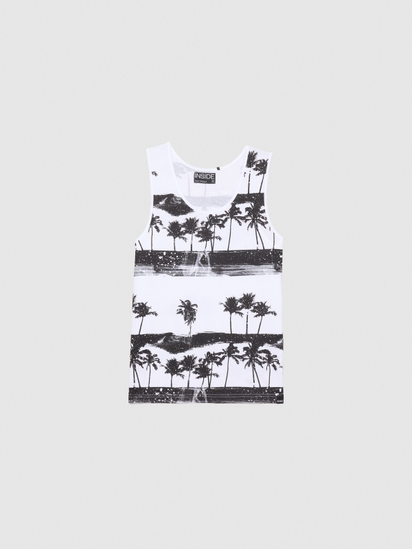  Camiseta tirantes palmeras blanco