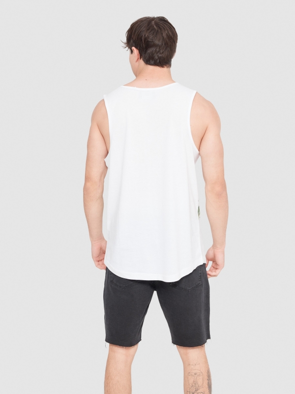 Beach lover tank top white middle back view