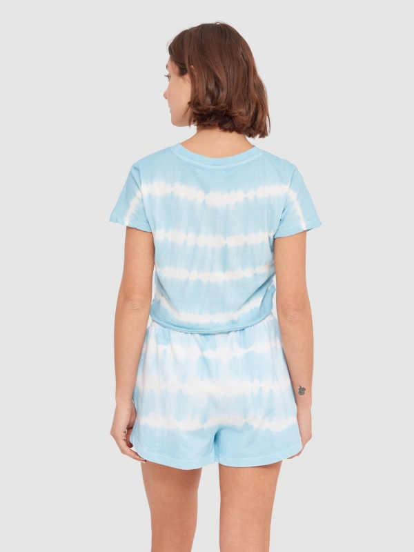 Camiseta tie dye sirena surfera azul vista media trasera