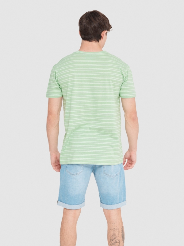Textured striped T-shirt mint middle back view