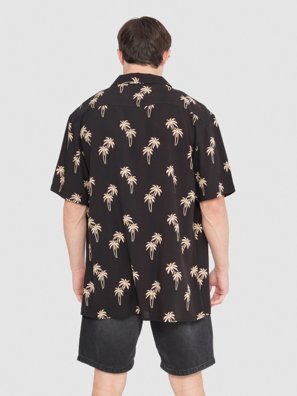 Shirt palm trees black middle back view