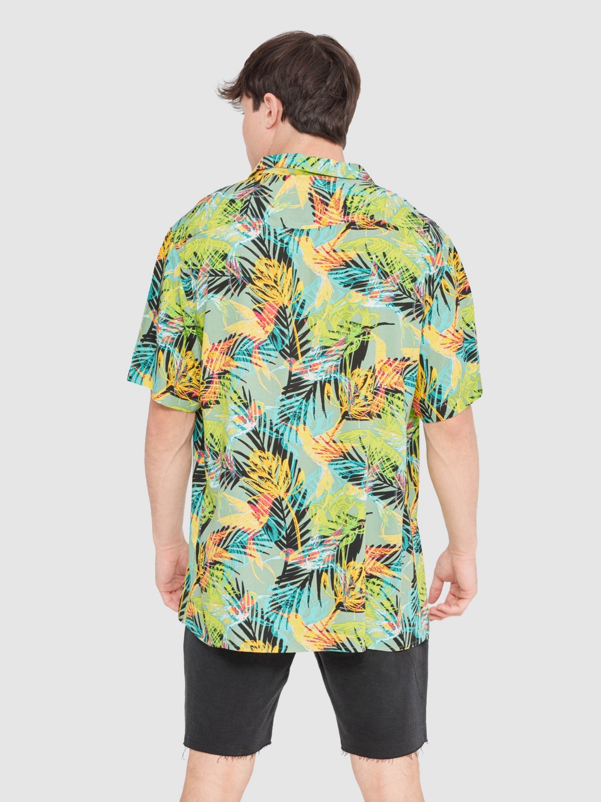 Tropical shirt green middle back view