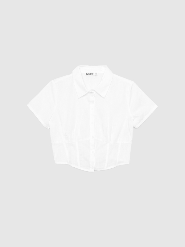  Camisa de choupo com espartilho branco