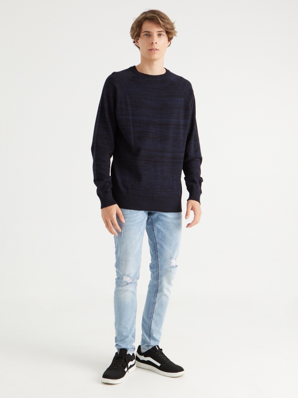 Basic mottled sweater black front view