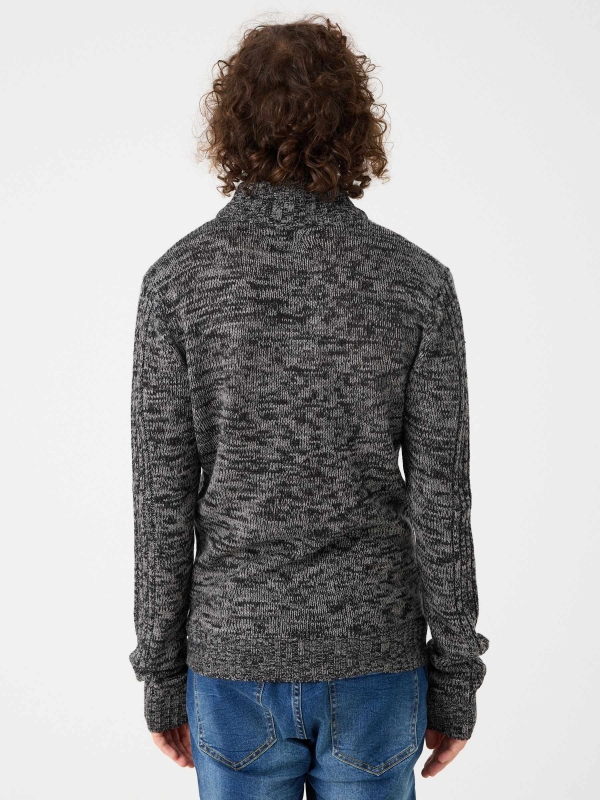 Fleece turtleneck sweater dark grey middle back view