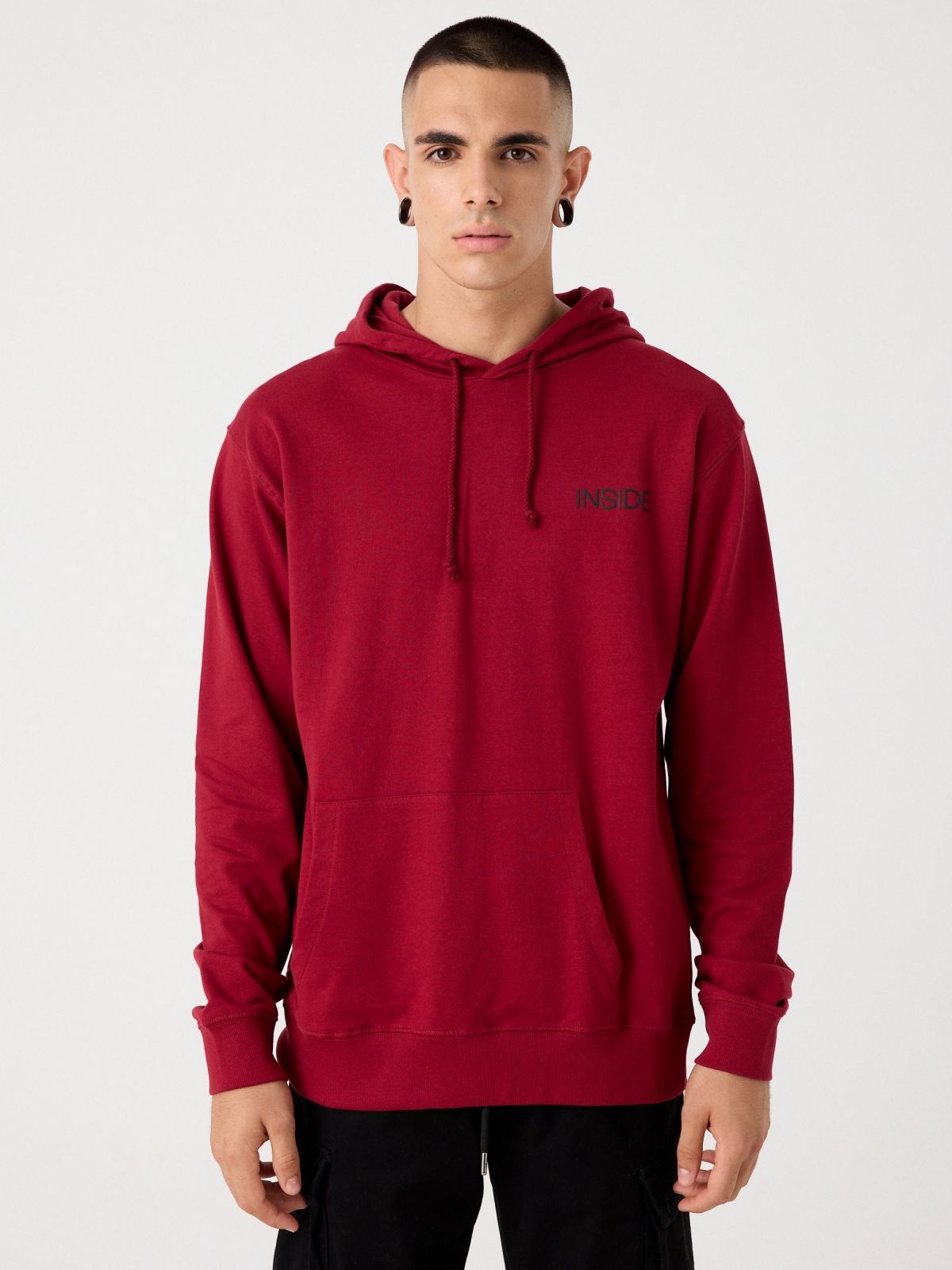 Hooded sweatshirt with logo red middle front view