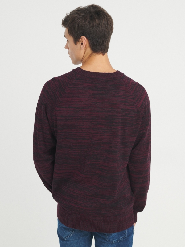Basic mottled sweater red middle back view