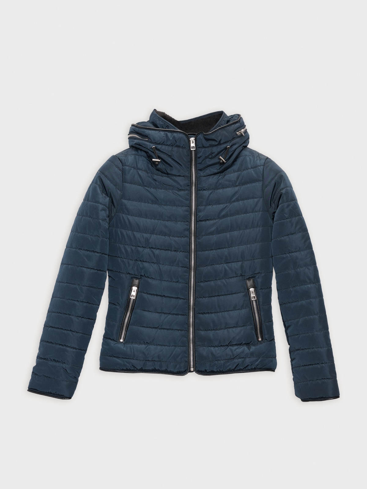  Quilted coat with hood blue