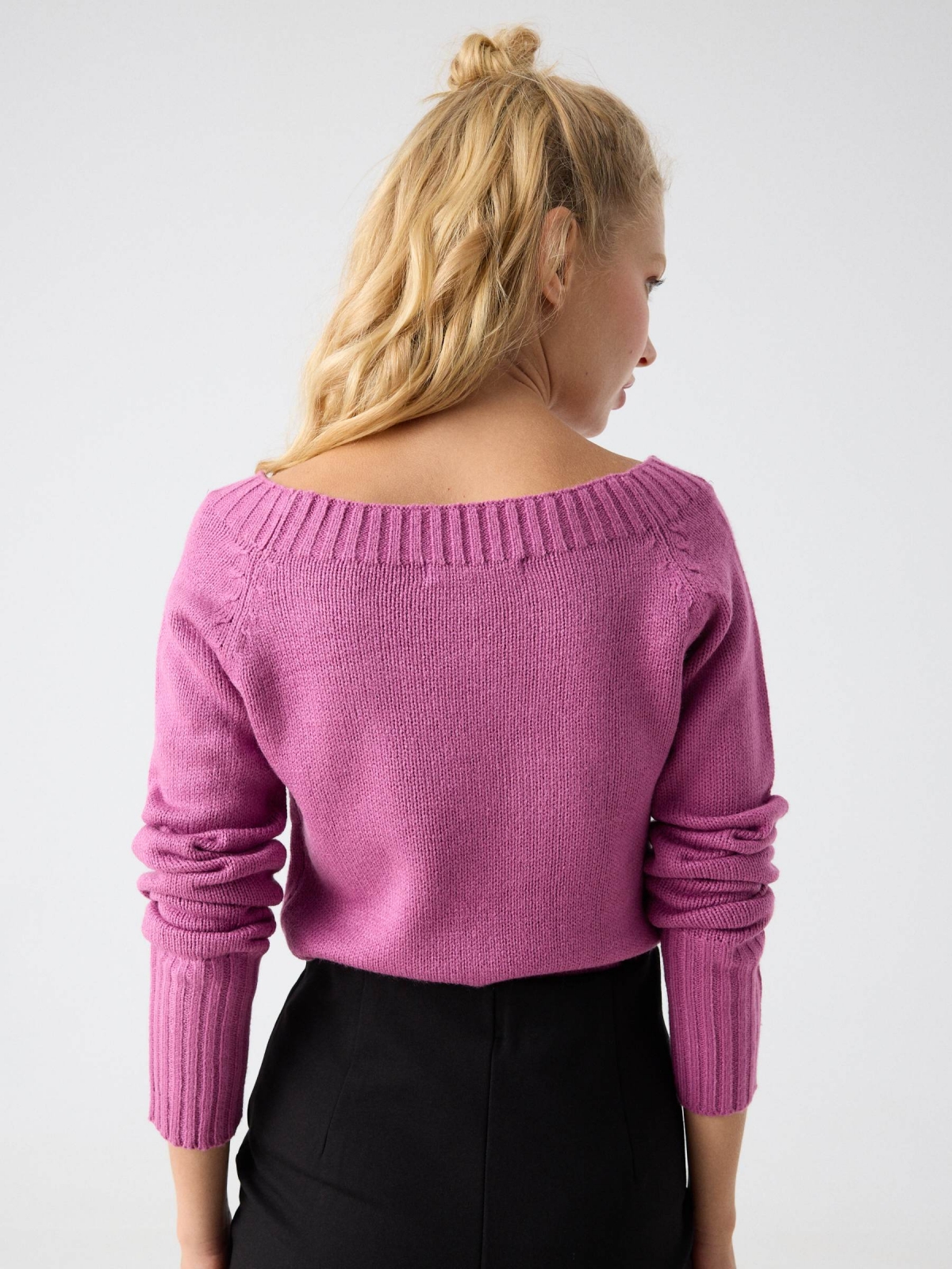 Marbled boat sweater purple middle back view