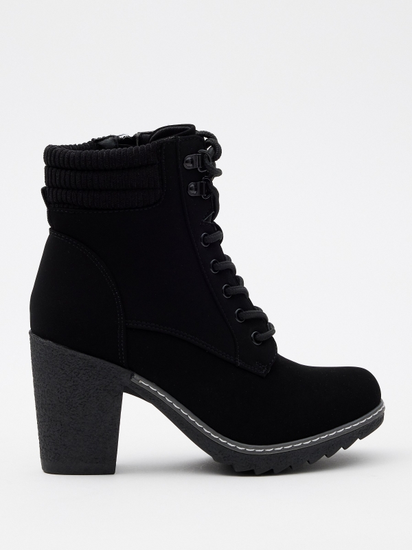 Ankle boots with combined collar black