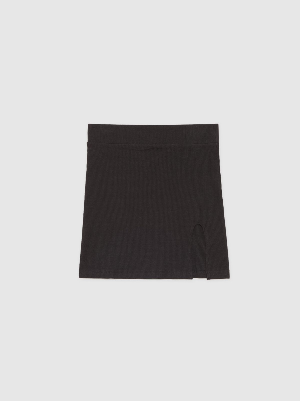  Falda mini canalé con abertura negro