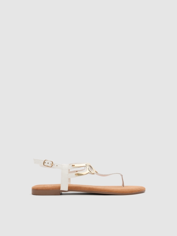 Golden applique sandal white