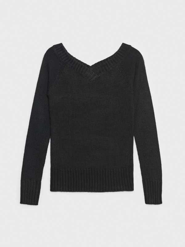  V-neck marbled sweater black