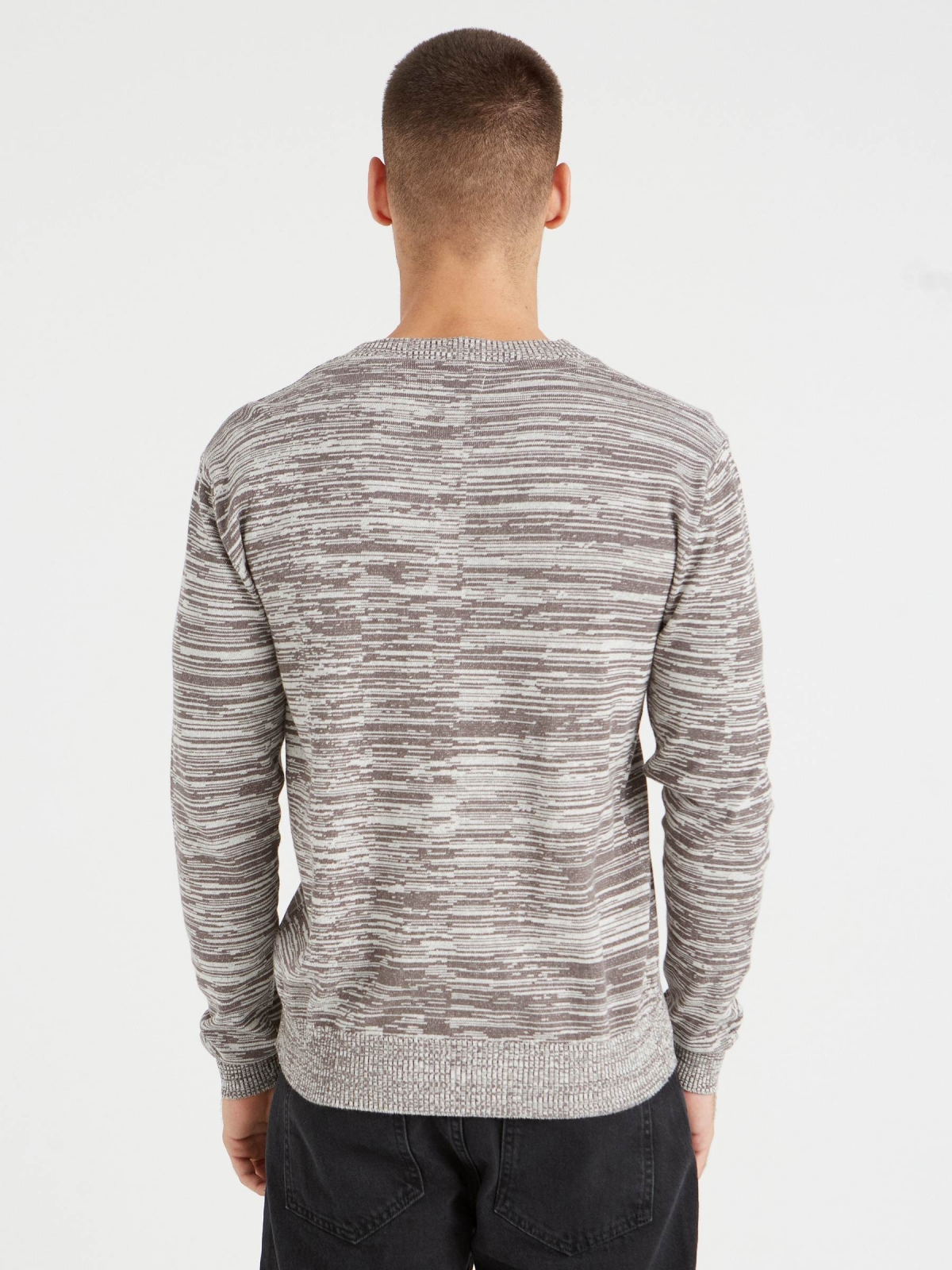 Basic mottled sweater white middle back view