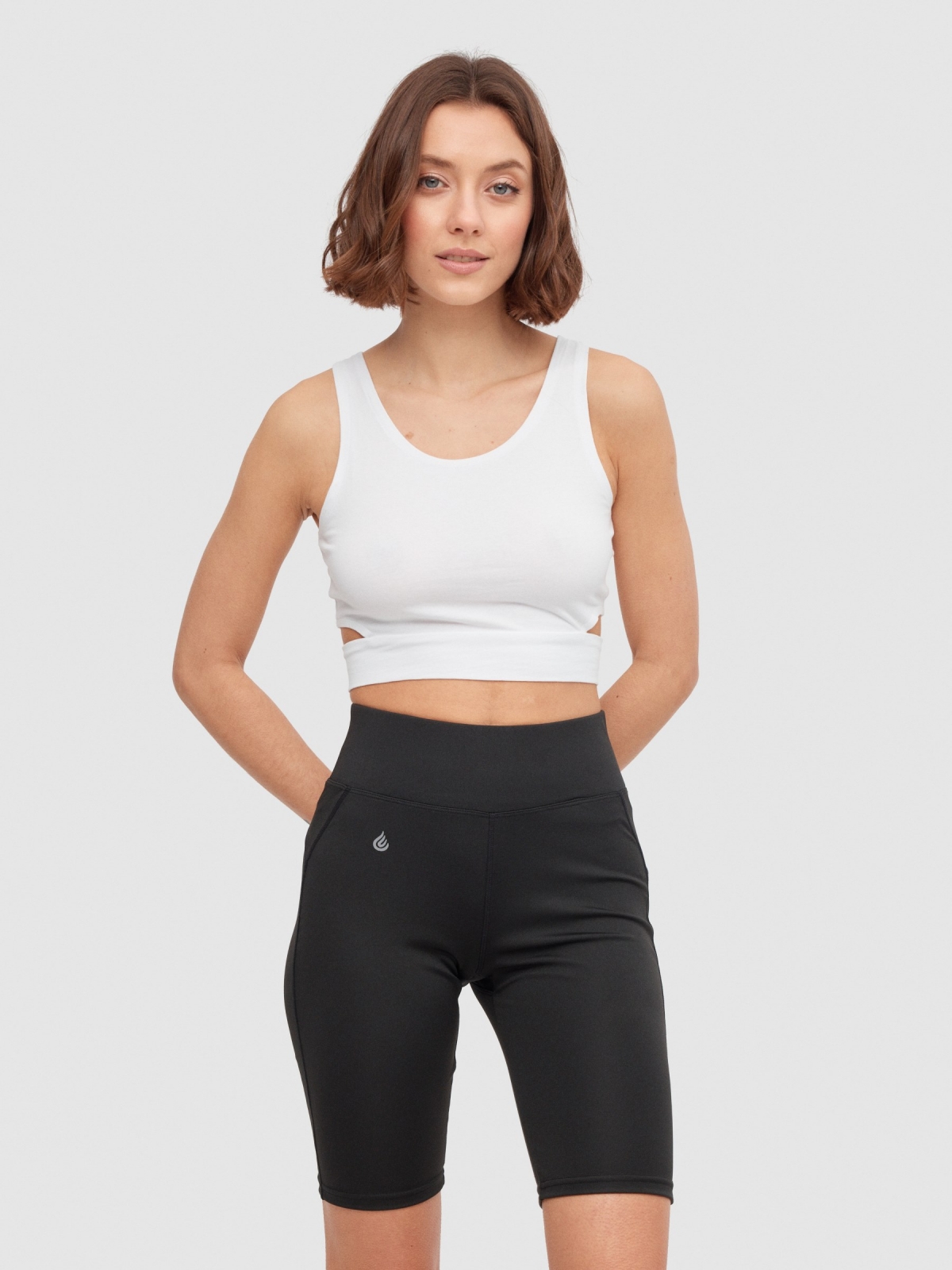 Basic cycling leggings black front view