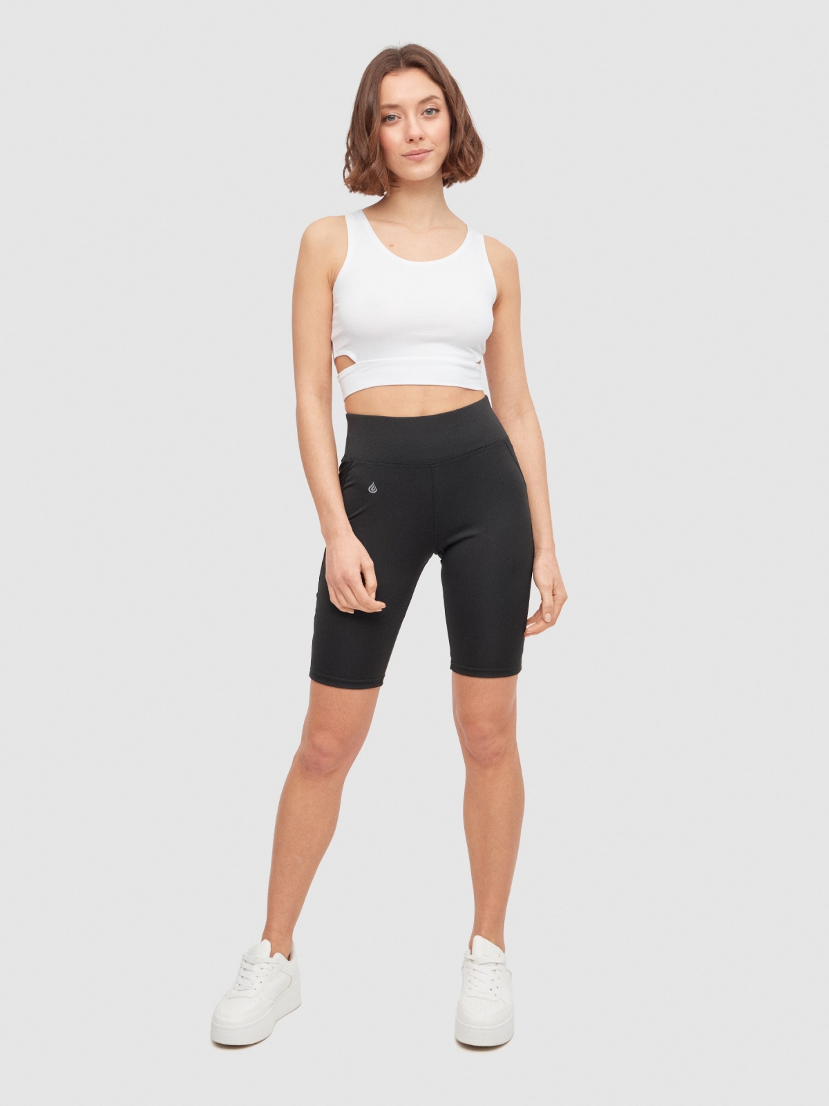 Basic cycling leggings black middle back view