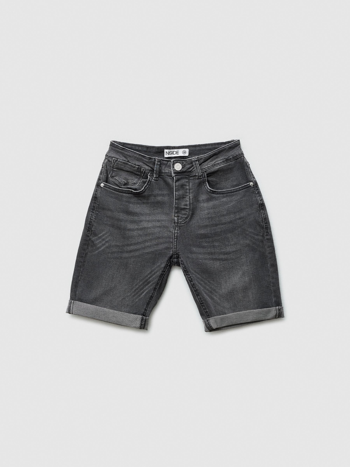  Washed gray denim bermuda shorts dark grey