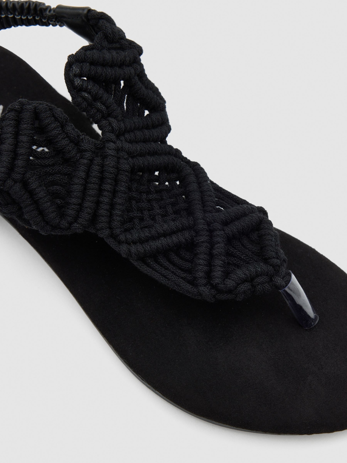 Black macramé sandal black detail view