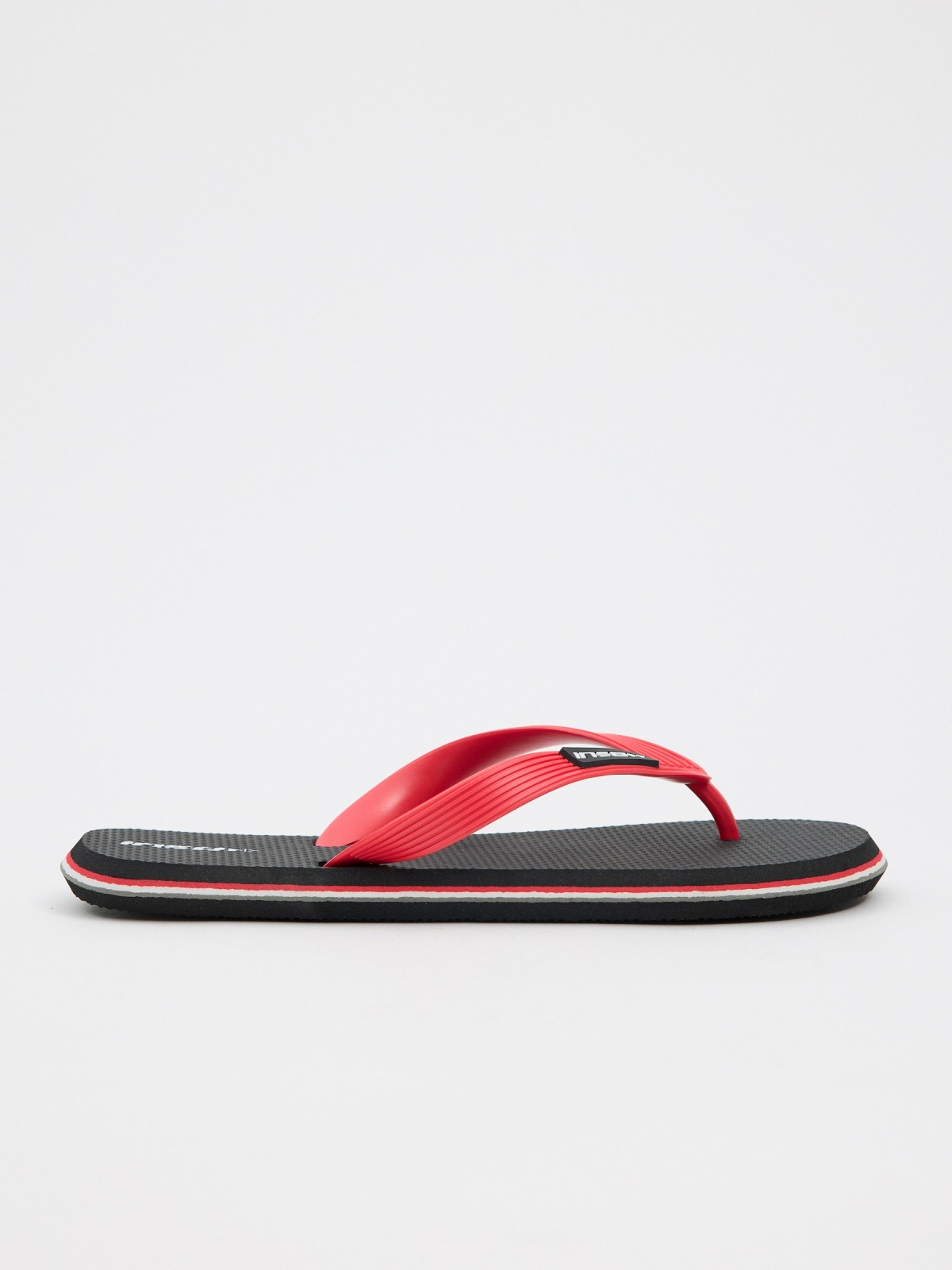 Flip flop with embossed strips lateral view