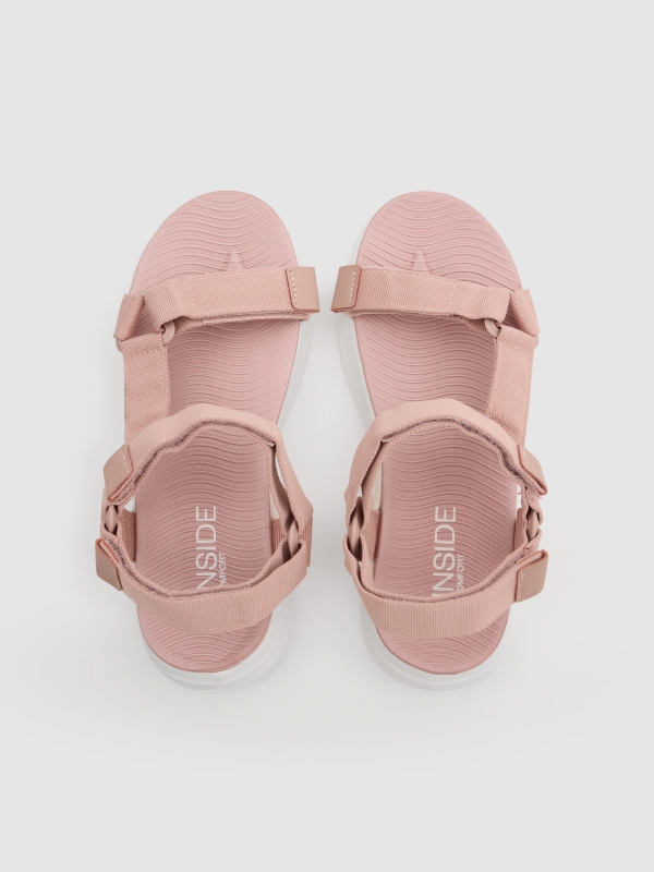 Sandália desportiva velcro rosa vista superior