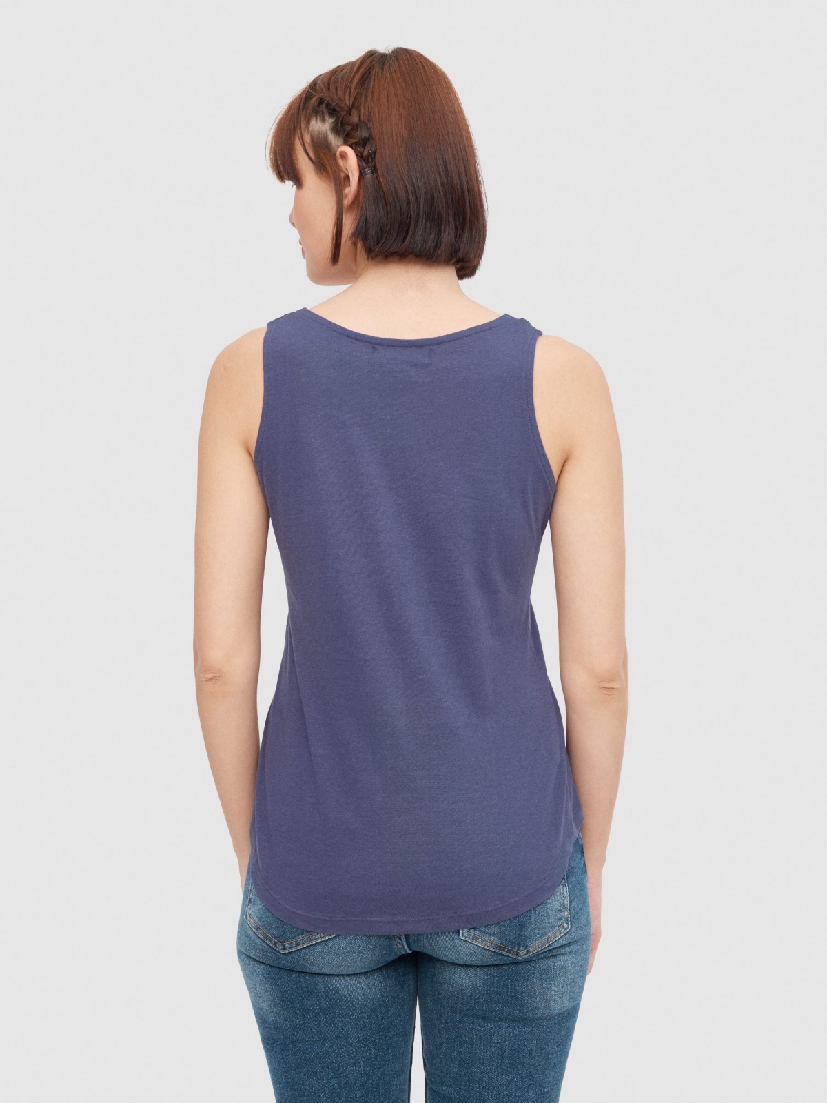 Basic tank t-shirt navy middle back view