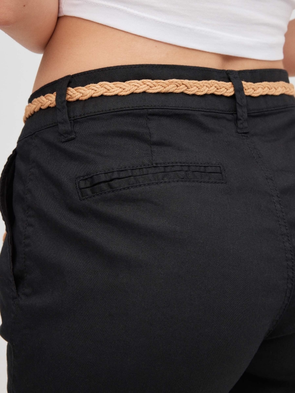 Shorts with belt black detail view