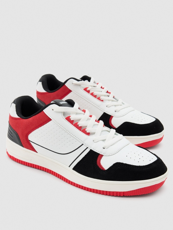 Leatherette skater sneakers white detail view