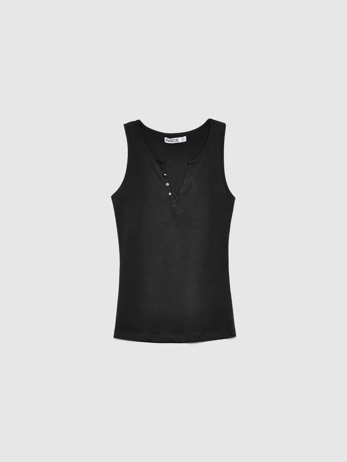 V-neck t-shirt with buttons black