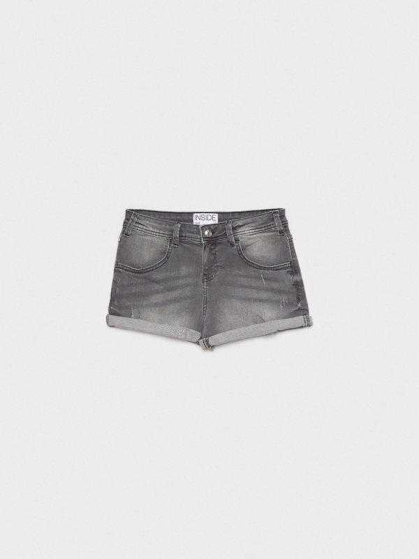  Washed gray denim shorts grey