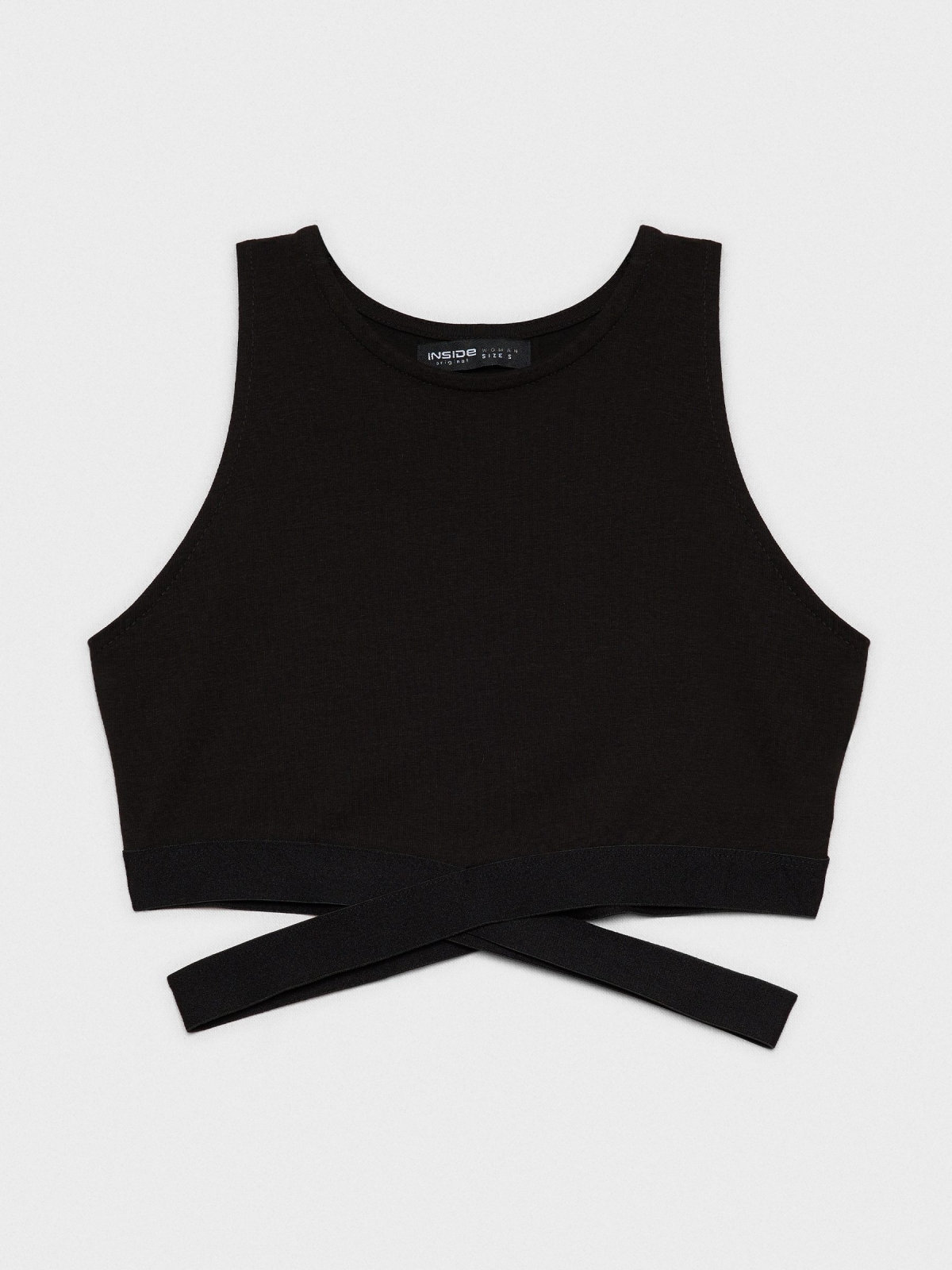  Cropped top crossover elastic black