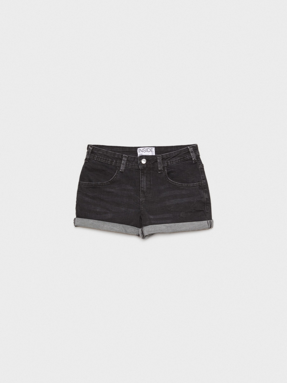  Low-rise washed denim shorts black