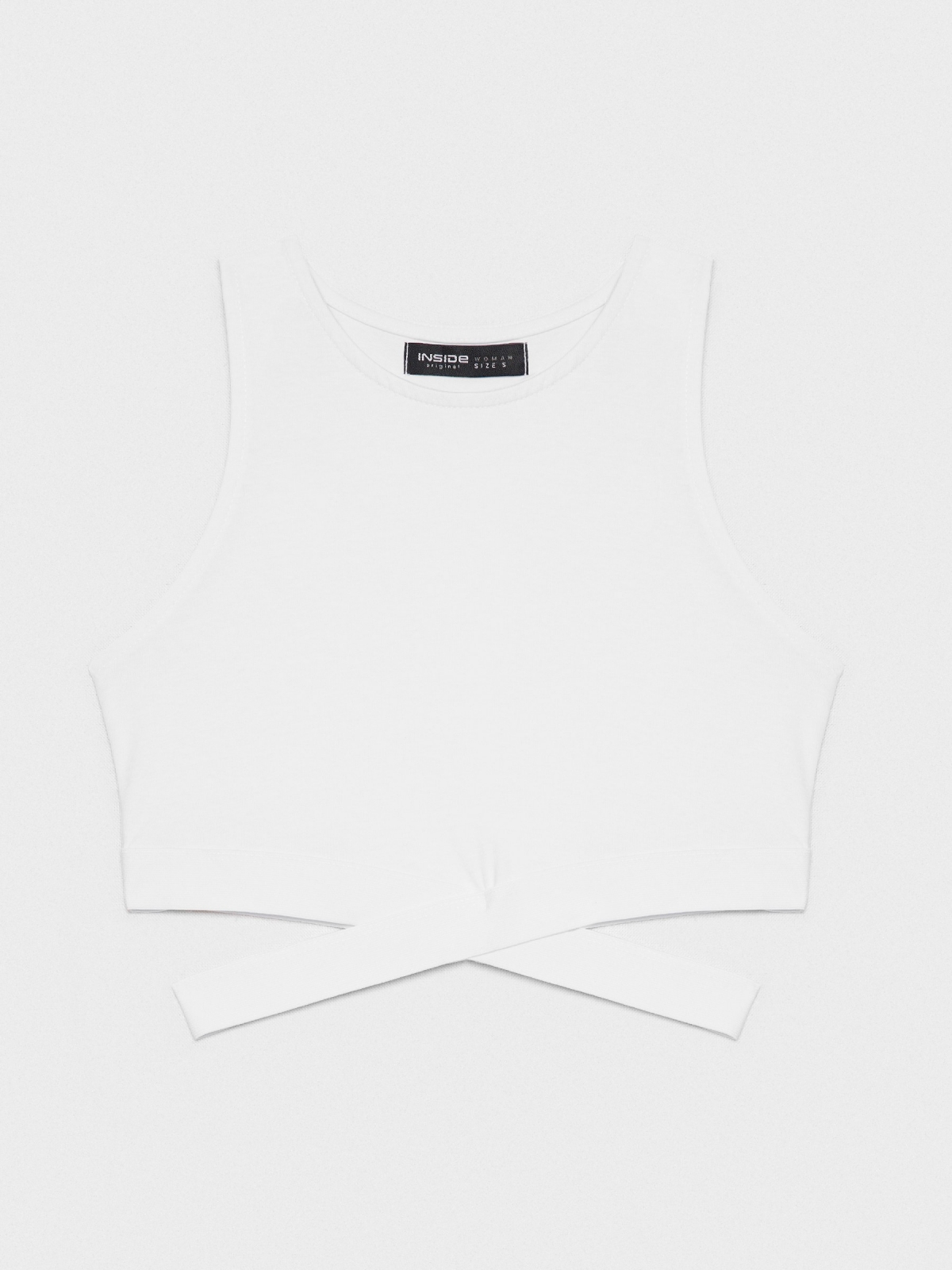  Cropped top crossover elastic white