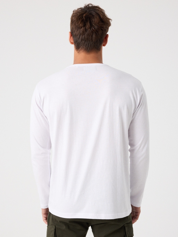 T-shirt básica de manga comprida branco vista meia traseira
