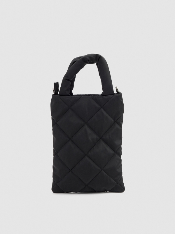 Bolsa shopper acolchoada mini preto vista geral frontal