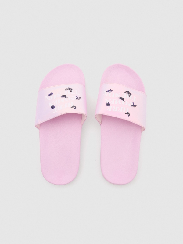 Flip flops with butterflies bubblegum pink