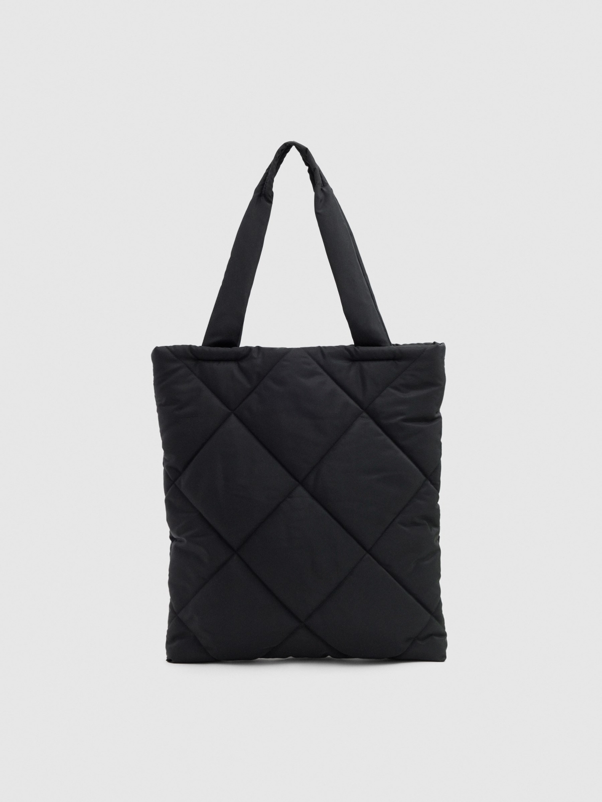 Black quilted shopper bag black general front view