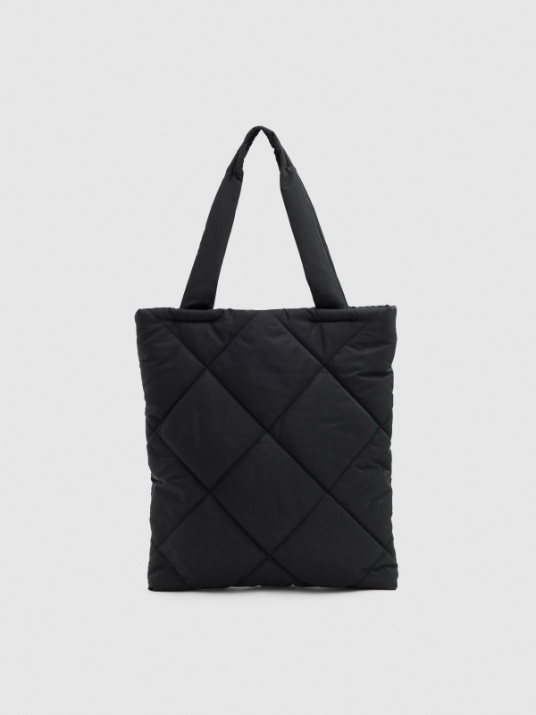 Black quilted shopper bag black general front view