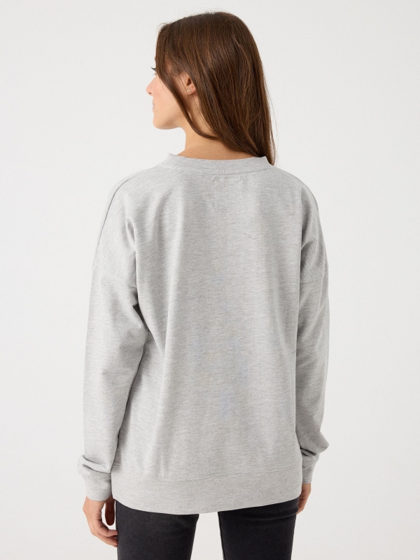 Sweatshirt básica cinza vista meia traseira