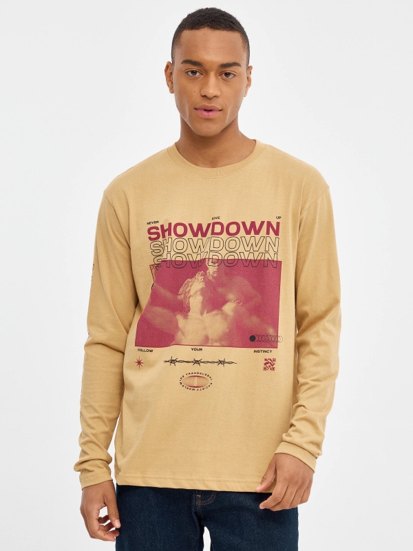 Showdown T-shirt earth brown middle front view