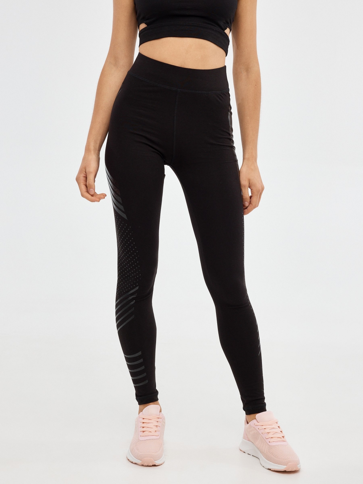 Leggings print en los laterales negro vista media frontal