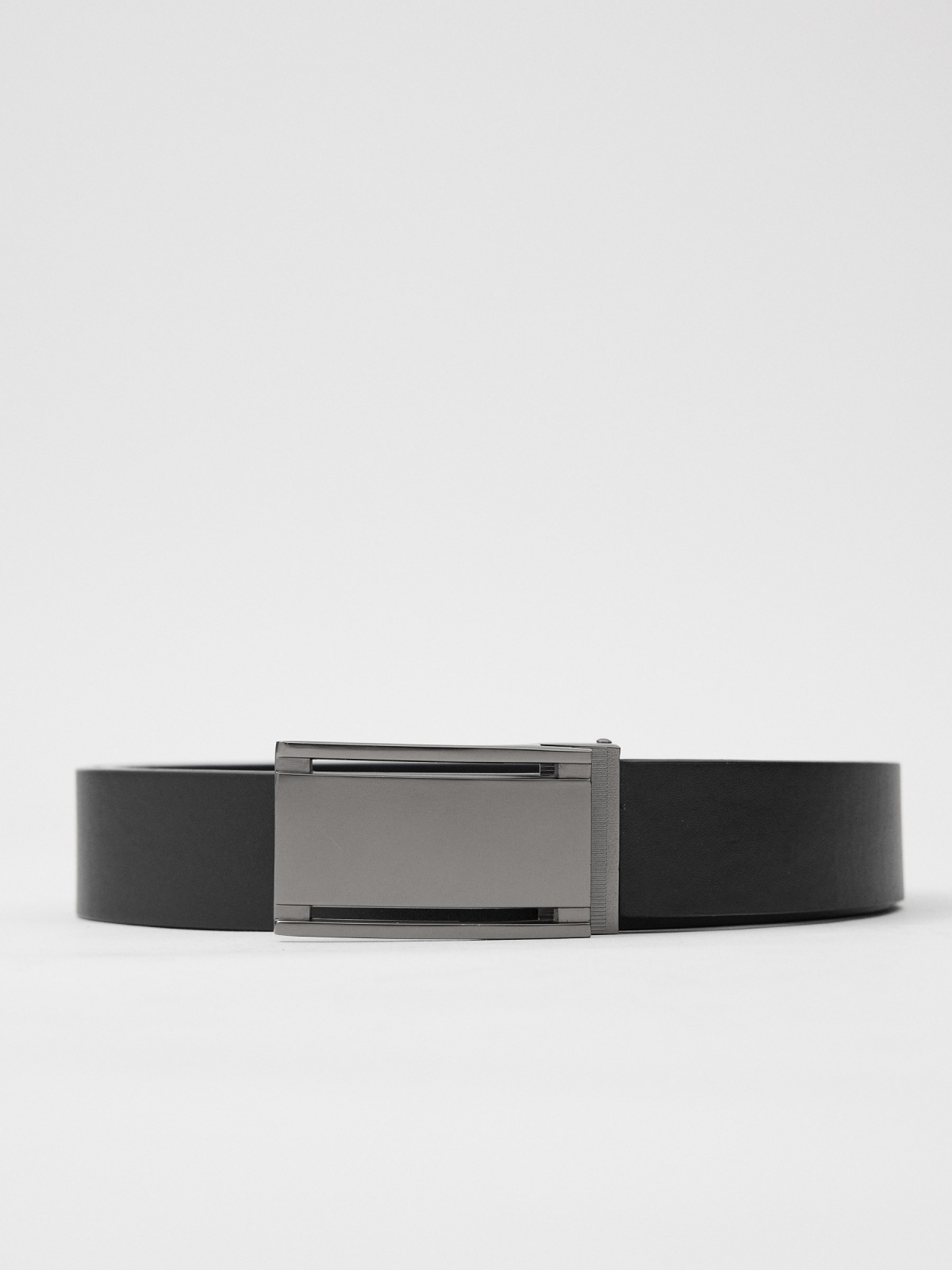 Square buckle belt black detail view