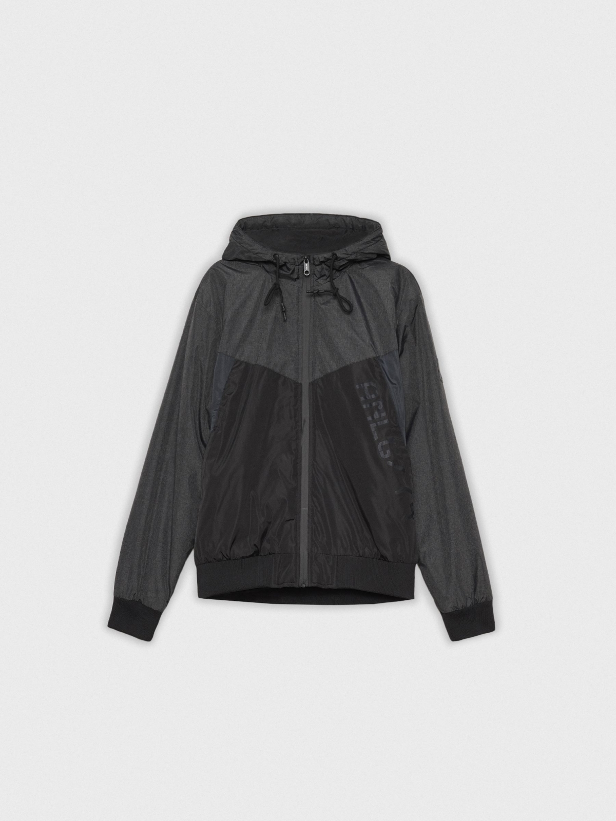  Nylon jacket colour block graphic black