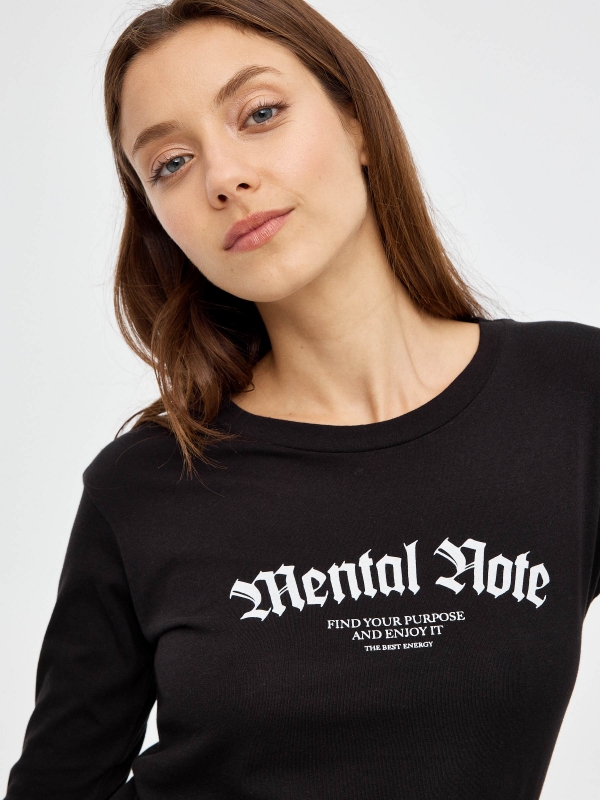 Mental Note T-shirt black detail view