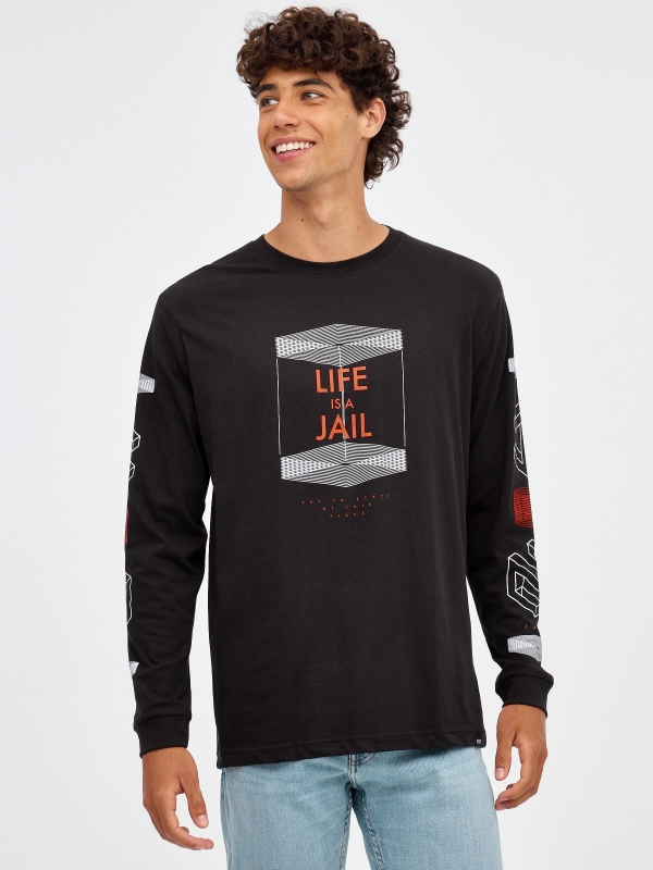 Life is Jail T-shirt black middle front view