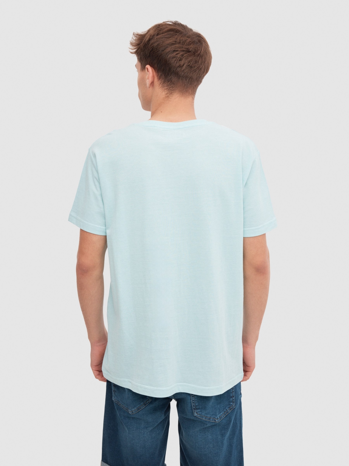 T-shirt Color Block azul claro vista meia traseira